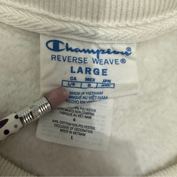 Champion Womens Cropped Sweatshirt Crew Logo Cow Print Reverse Weave Size Large - Picture 5 of 8